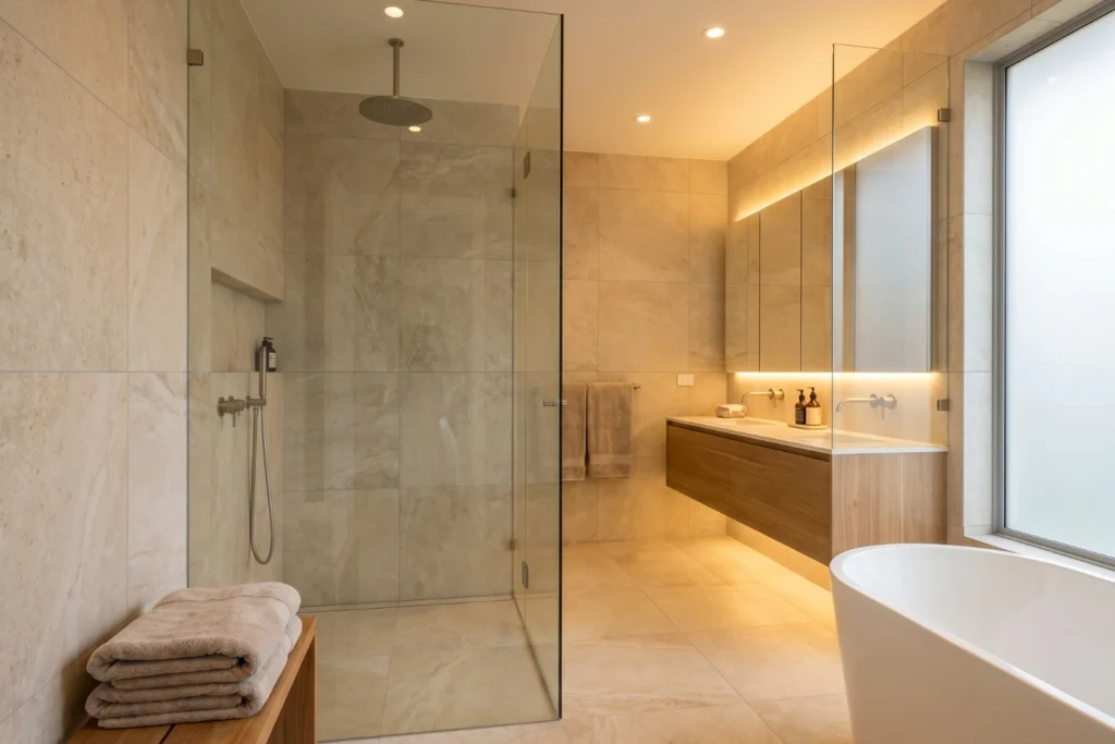 earth tone bathroom