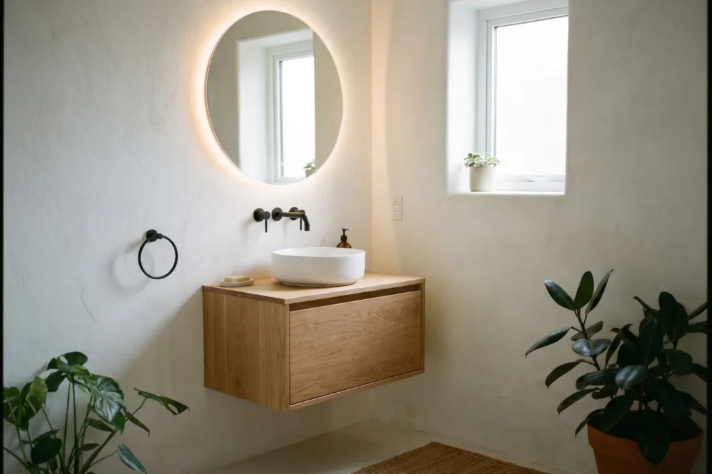 tiled double shower niche in alcove tub wall