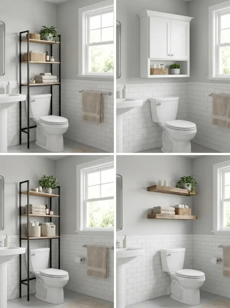 freestanding over toilet storage