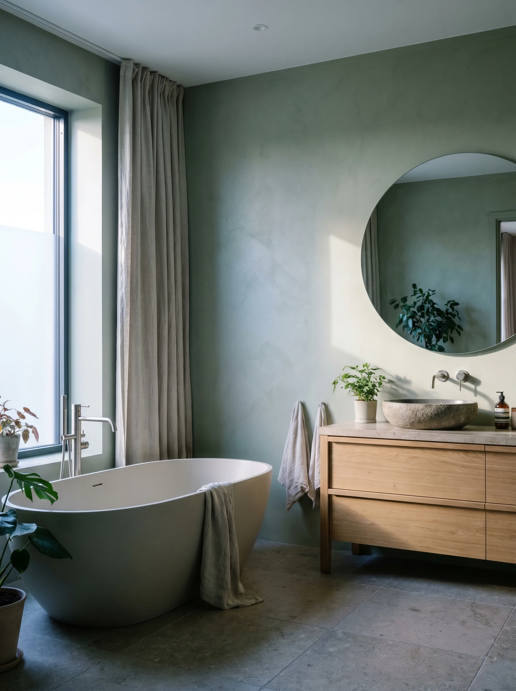earthy green bathroom colors