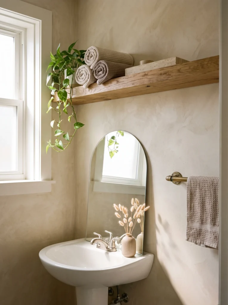 neutral small bathroom decor