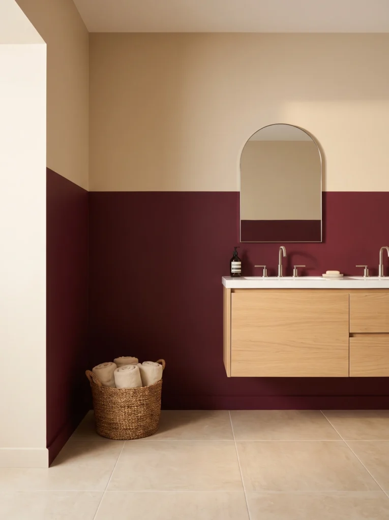 burgundy bathroom decor