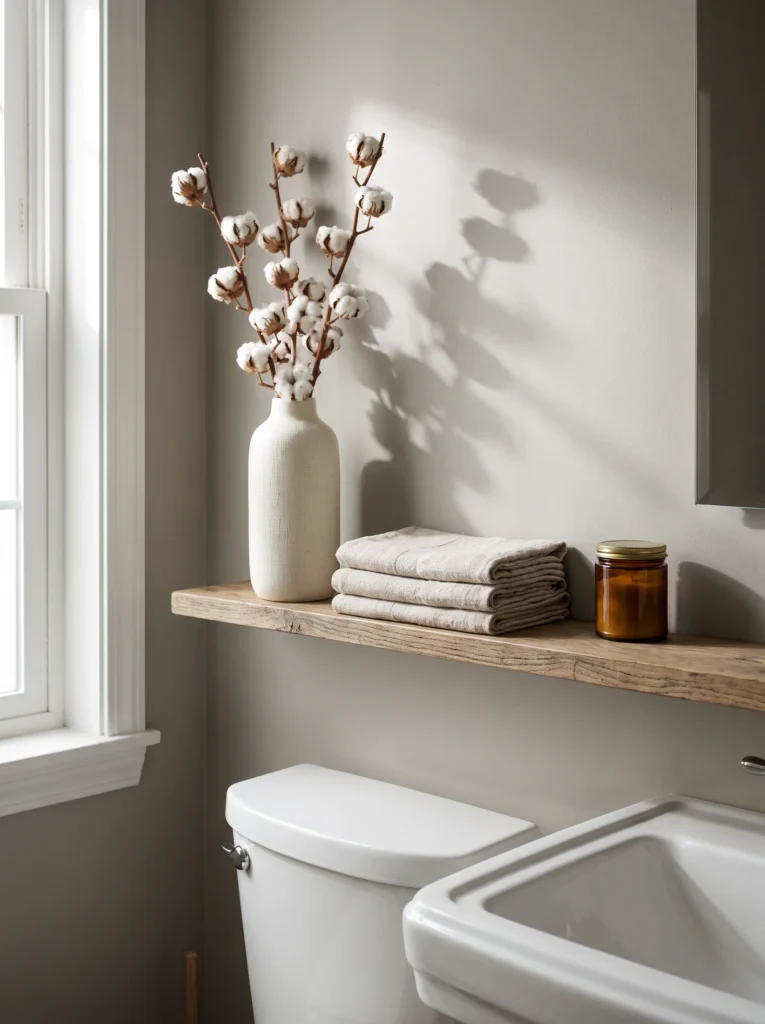 fall bathroom shelf decor