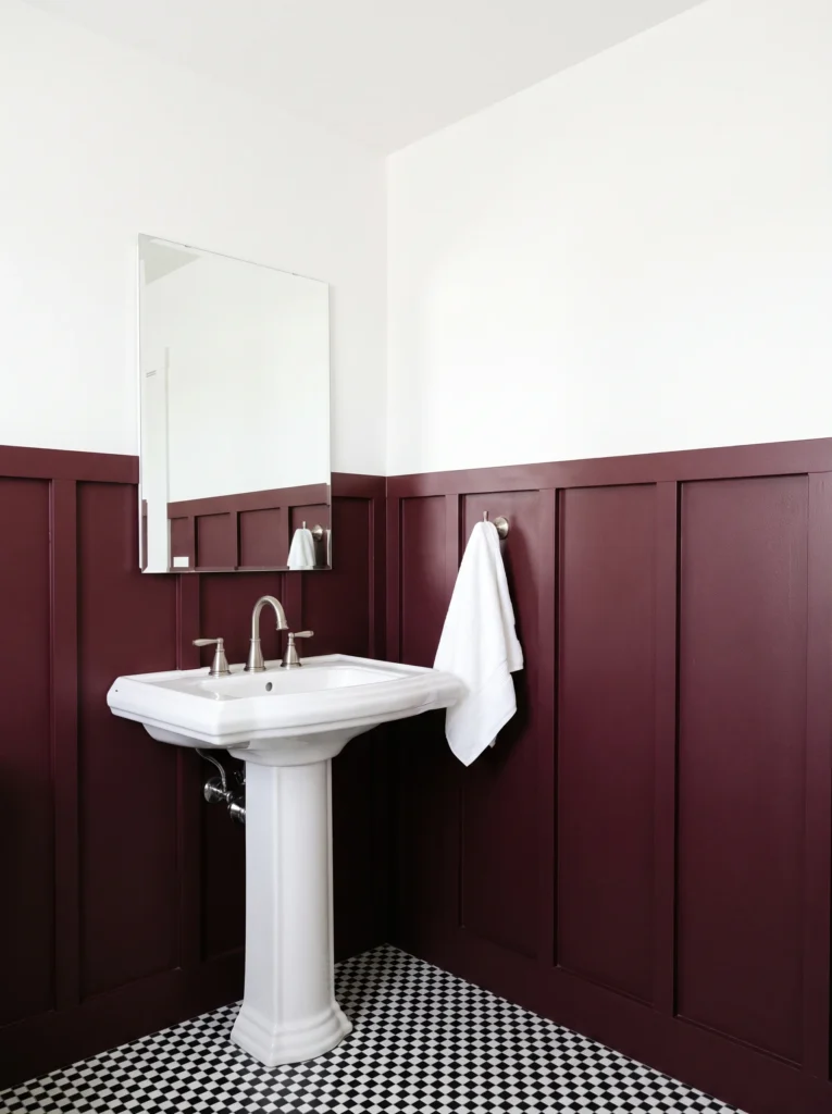 burgundy bathroom decor