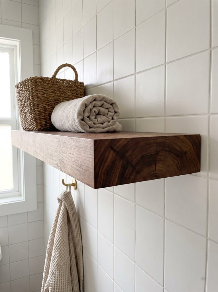 wood bathroom shelves