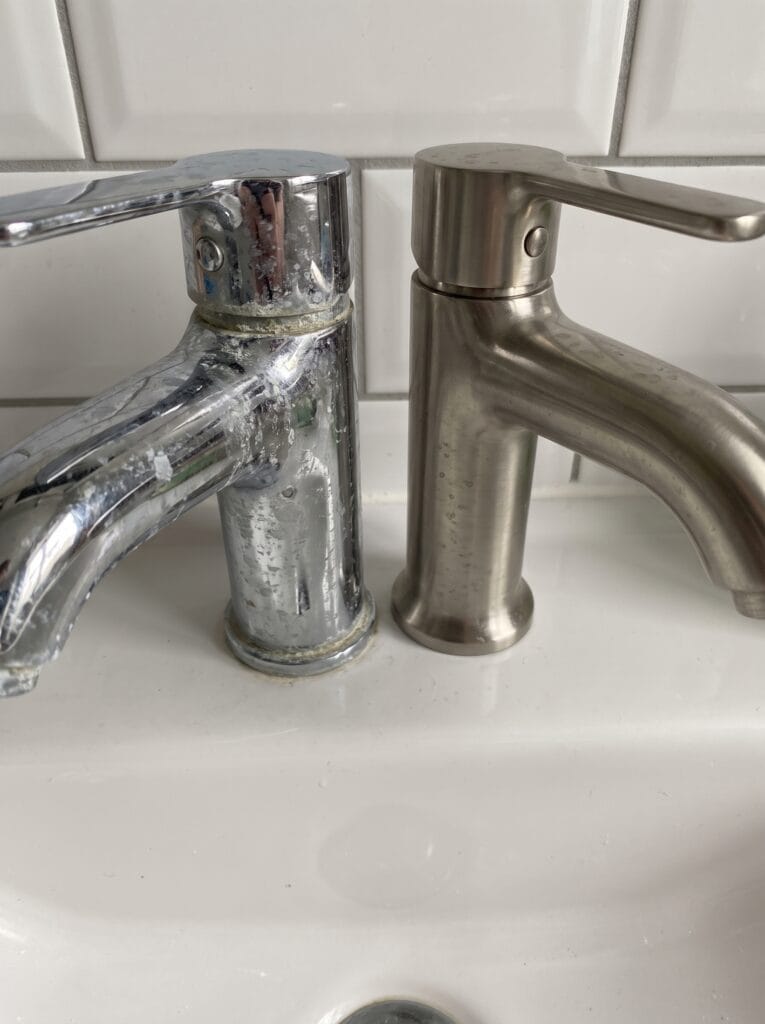hard water faucet stains