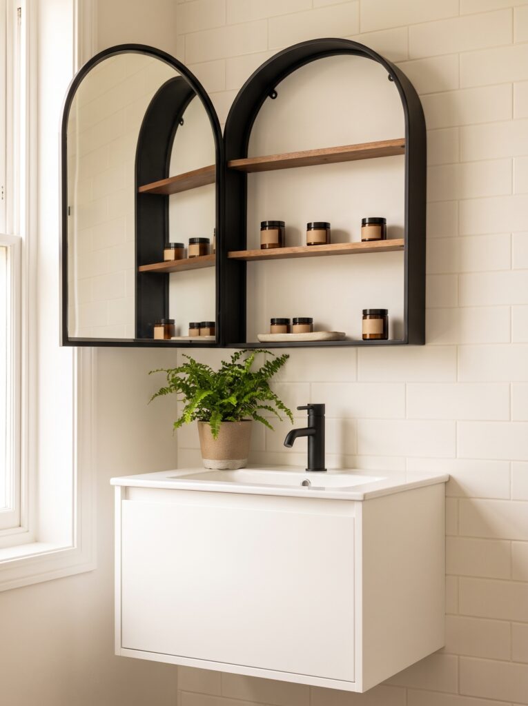 arched mirror cabinet