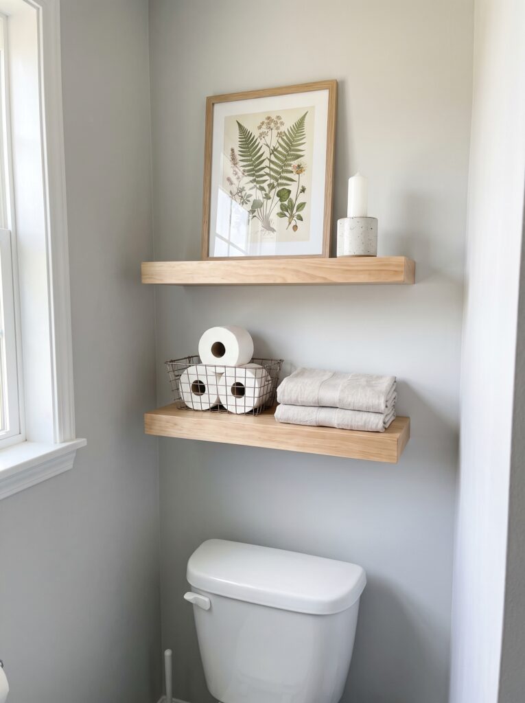bathroom shelf decor