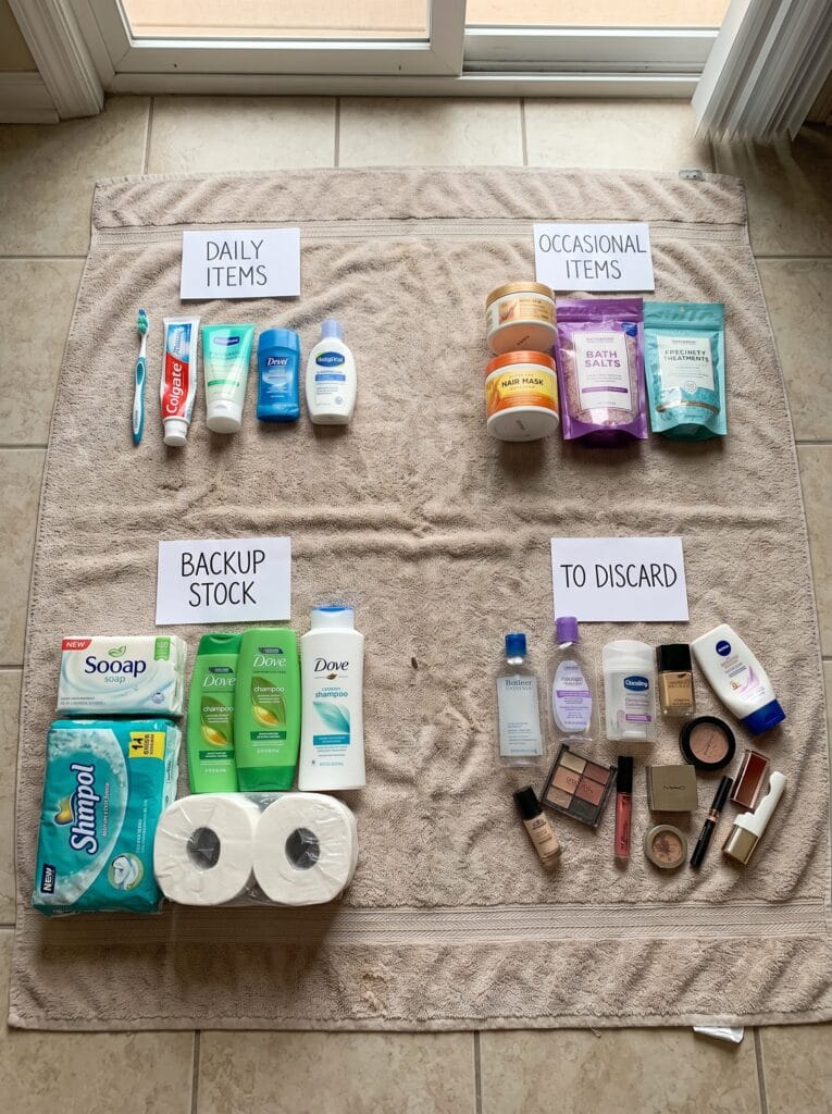 bathroom cabinet decluttering